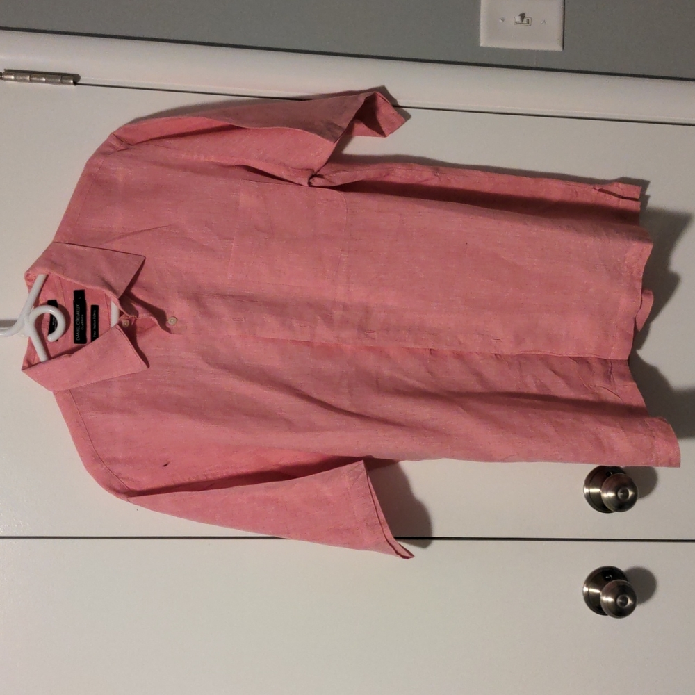 Button down short sleeved linen shirt